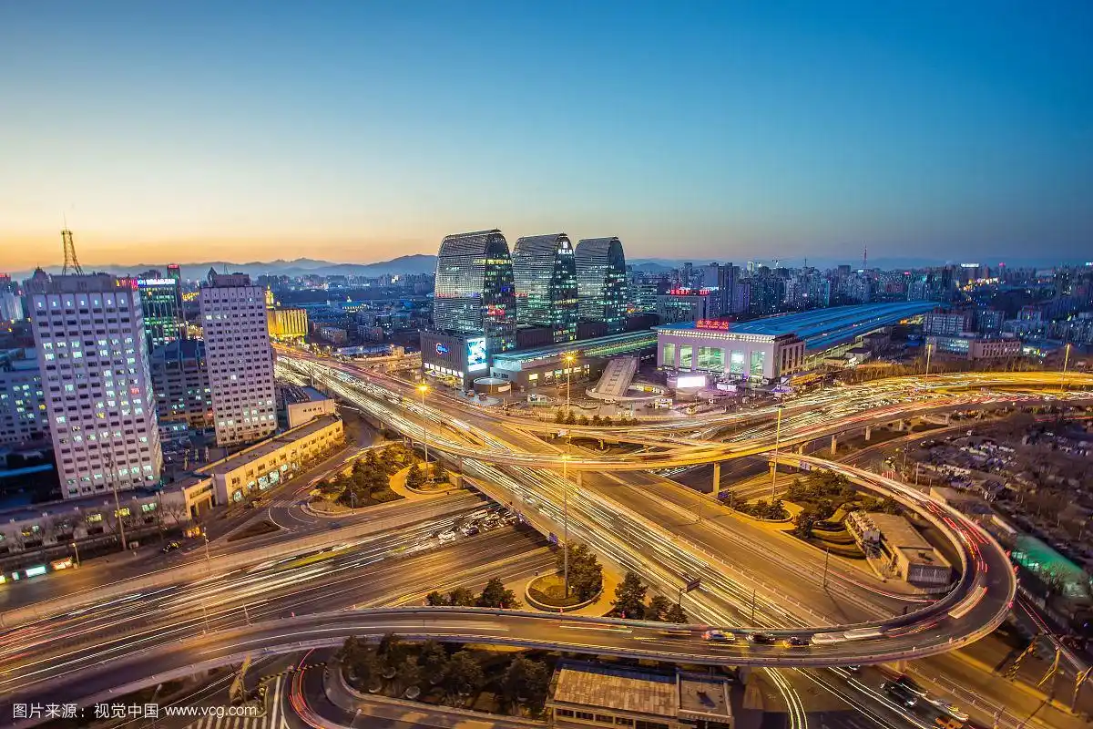 北京西直门交通枢纽夜景