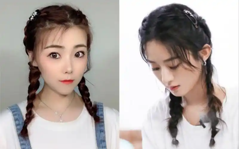 中餐厅赵丽颖同款发型编发教程_哔哩哔哩_bilibili