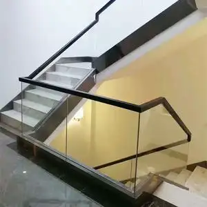 楼梯扶手 护栏走廊地面钢化玻璃 预埋钢槽不锈钢无框栏杆阳台室外