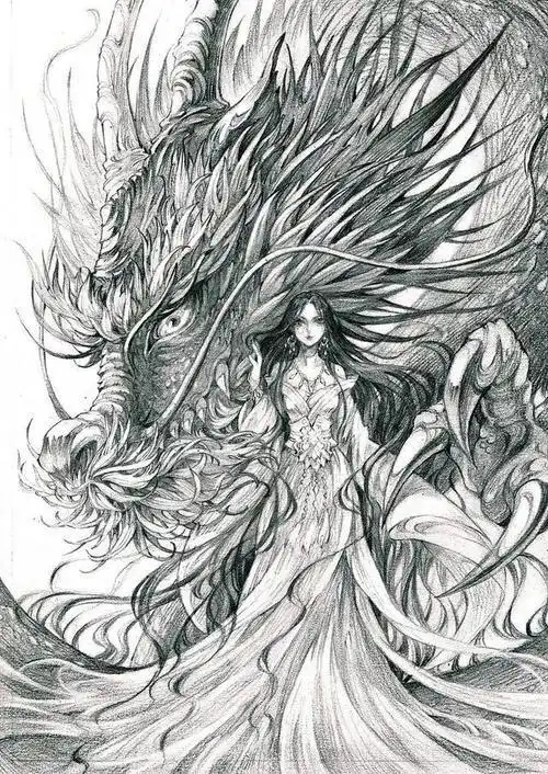 竖屏绘画素材 | 古风人物黑白二次元简笔画古风男子简笔画 手绘 素描