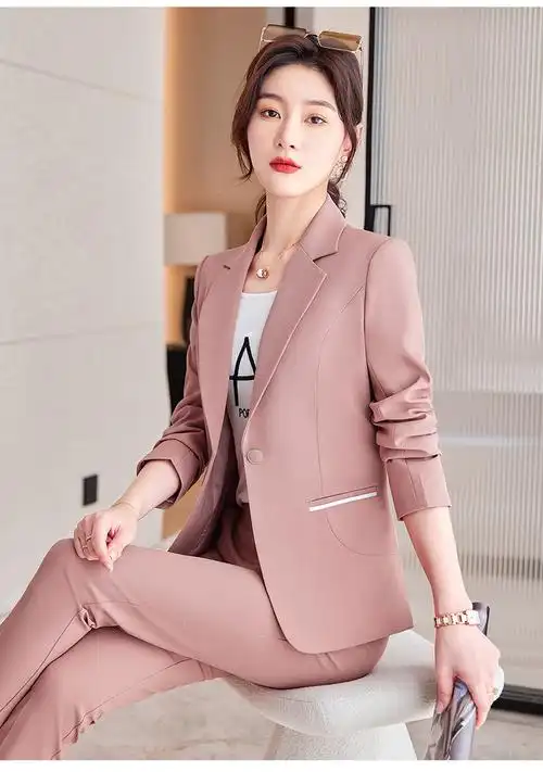 小西装套装女春秋时尚休闲西服感职业装气质女神范工作服正装黑色西装