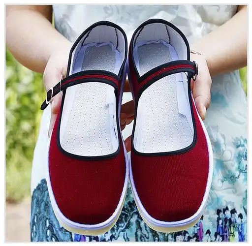 方口鞋女夏季上线牛筋底灯芯绒纯色鞋面浅口布鞋一字带搭扣细条绒女鞋