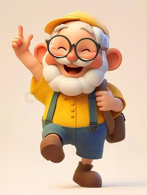 卡通可爱3d造型爷爷角色白色背景