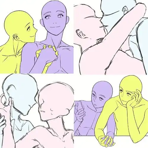 【绘画素材】双人情侣线稿如何画??