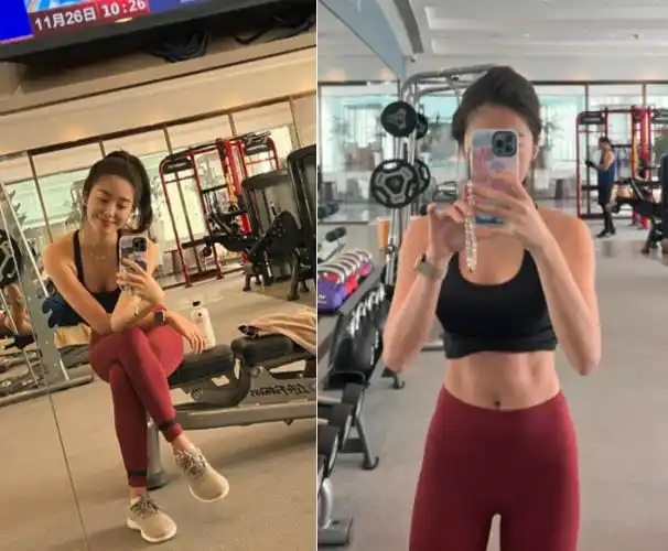 29岁杨采钰晒素颜健身照!穿吊带背心炫出腹肌,一双长腿十分健壮