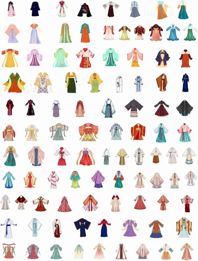 绘画素材 | 少儿美术卡通版·汉服主题素材 🌸🌸汉服是中国传统