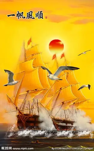 油画一帆风顺图片