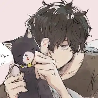 qq头像动漫男生抱宠物