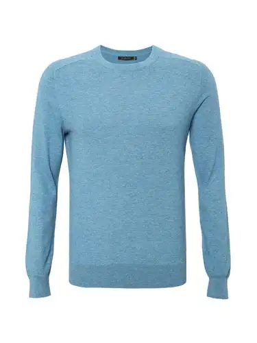 浅灰蓝色简约圆领针织衫