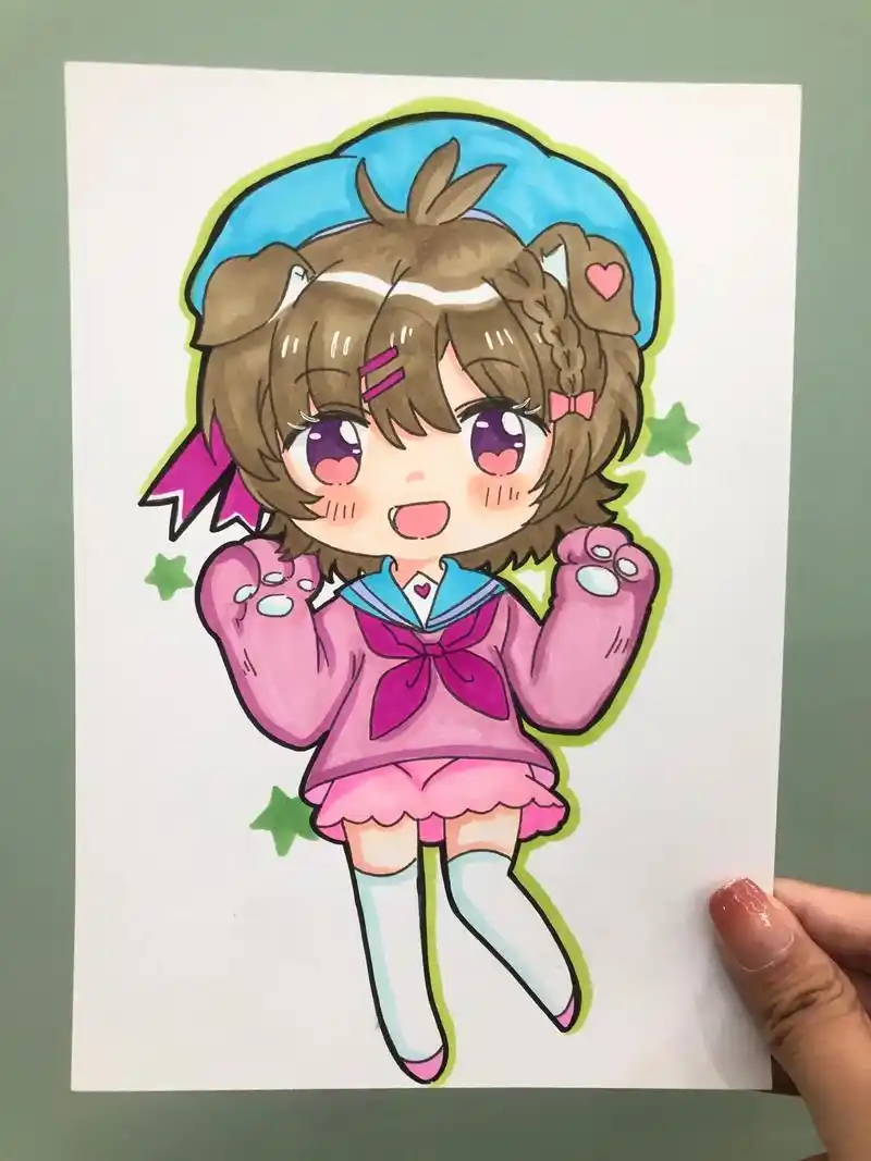 第57幅|初级动漫女生人物(附线稿)q版动漫女生人物|临摹卡 - 抖音