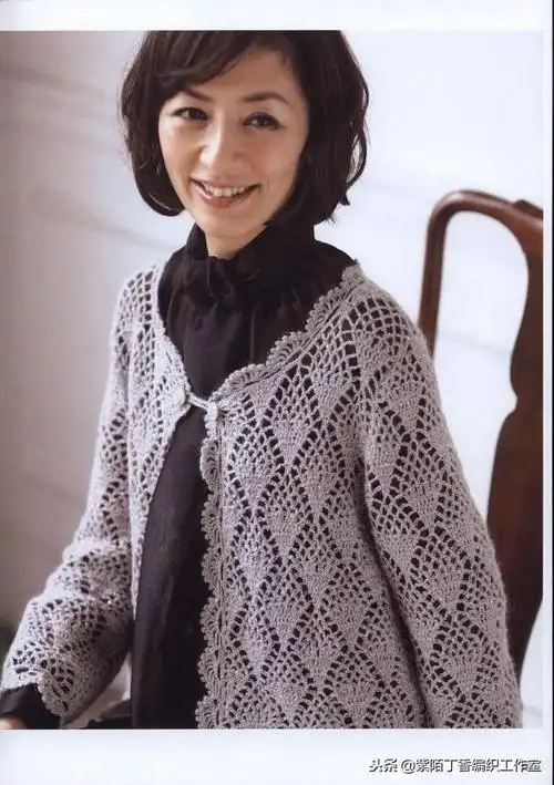 开衫宽松钩针外套教程长袖(变形菠萝花长袖开衫)(2)