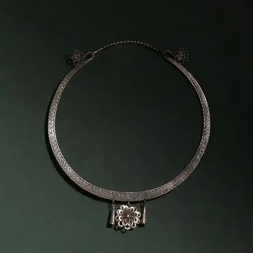 (今日5折)非遗传承苗族手工990纯银花丝条纹项圈—其它首饰