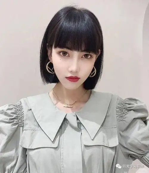 2021流行免打理网红"一刀切"短发(100款)_齐刘海