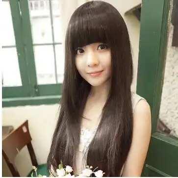 五款齐刘海长发发型图片 示范女生齐刘海长发如何扎