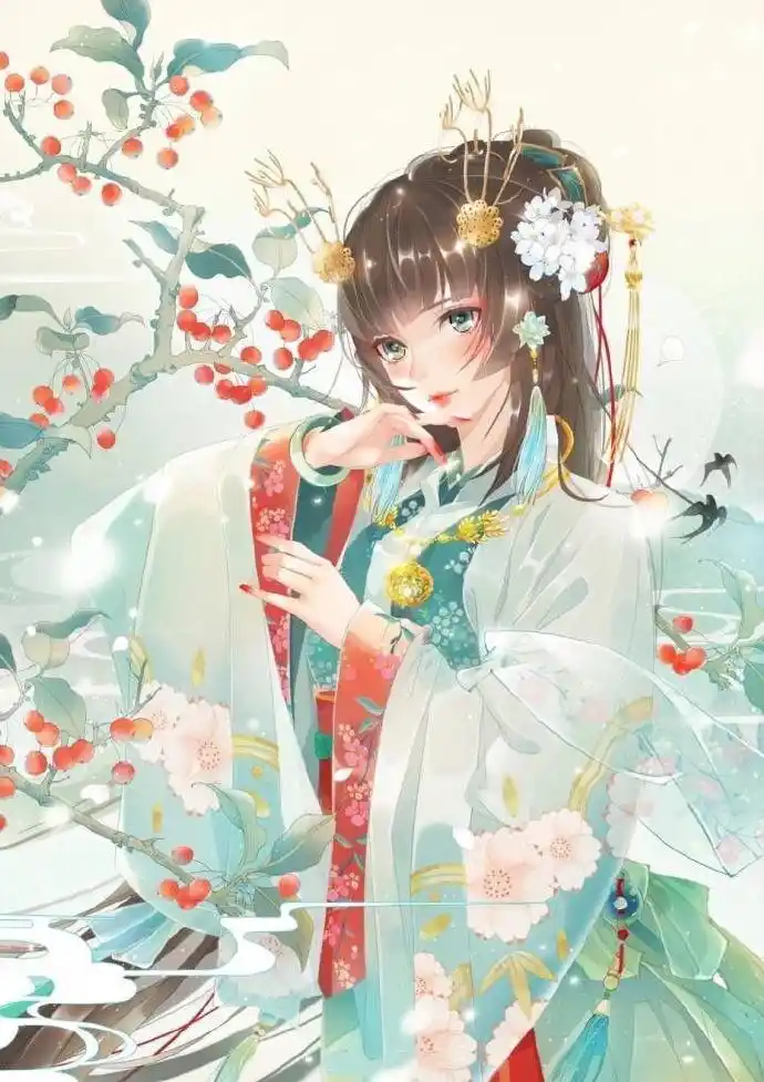 37张古风插画手绘人物唯美古风女子插画壁纸图片