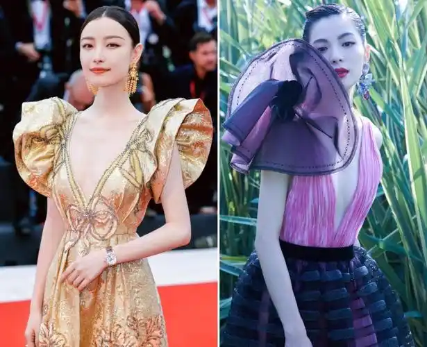 倪妮钟楚曦同穿大v领走红毯一金一粉好惊艳高级脸果然不简单