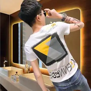 社会人精神小伙短袖t恤男修身潮流网红紧身半袖抖音潮牌ins上衣服