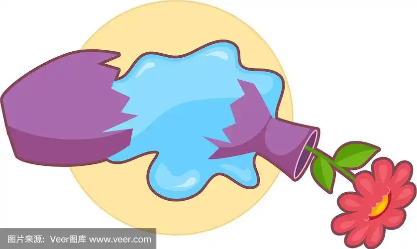 破碎的紫色的花瓶