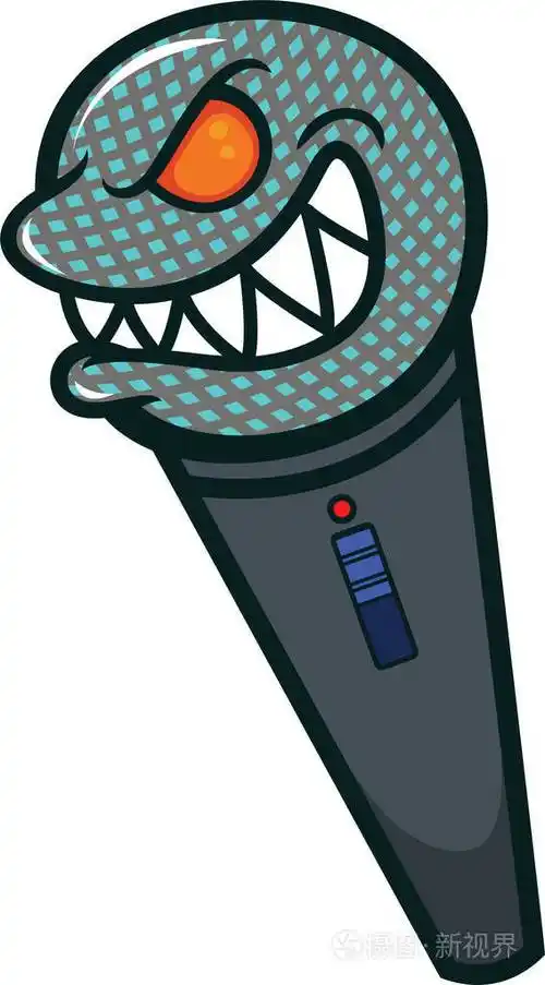 孤立的白色衬底上的麦克风怪物卡通人物