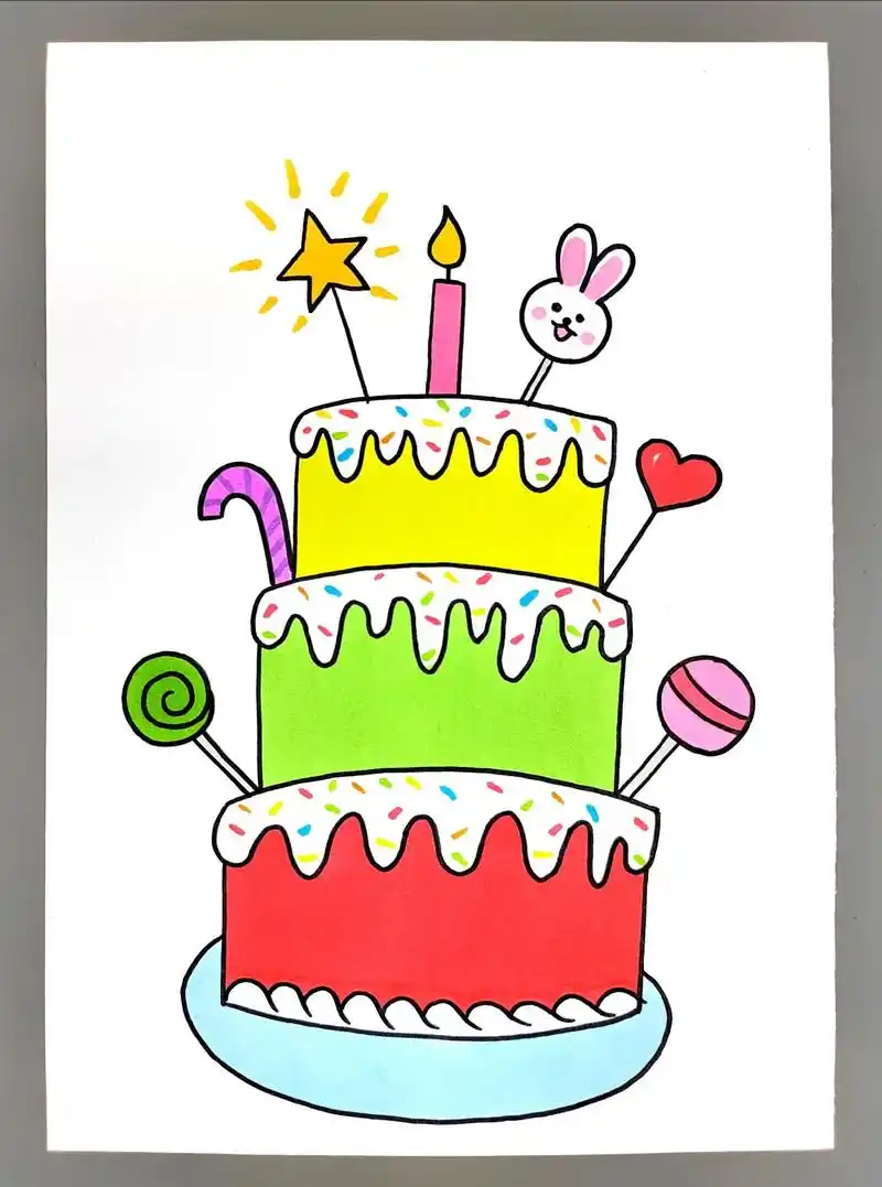 一起来画美味的生日蛋糕,简单好看,快来试试吧#图文伙伴计划  - 抖音