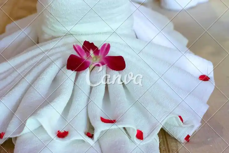 白色毛巾干净毛绒绒兰花摄影图片