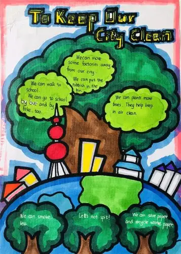 幸福小浪花善待地球妈妈守护绿色家园2019年英语环保海报制作比赛