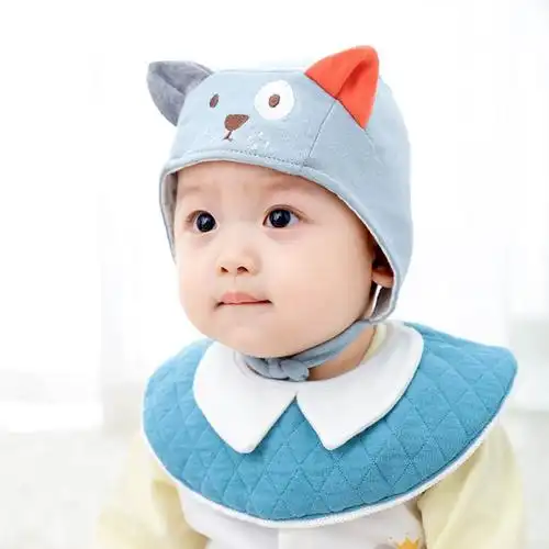 一折婴儿护耳帽子冬 0-3个月 新生儿