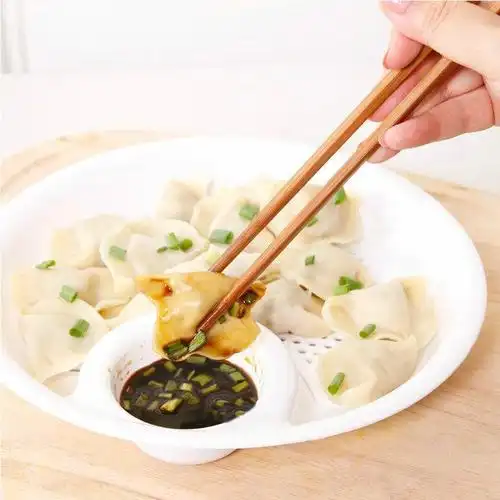 创意多功能饺子盘 食品级pp双层沥水盆 带醋碟水饺盘 装水饺碗碟