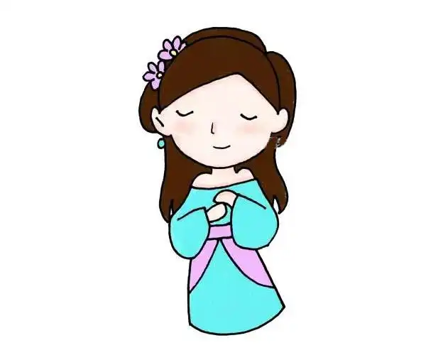 古代小女孩公主简笔画