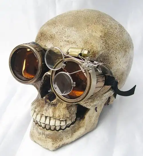 美国代购steampunk手作帅气朋克蒸汽仿古铜护目可调眼镜