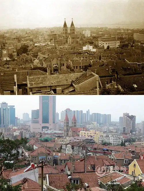 新旧照片对比:看青岛65年沧桑巨变