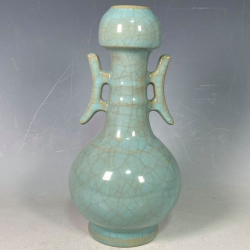 古董古玩老货保真真品老瓷器宋官窑汝瓷冰裂纹赏瓶摆件