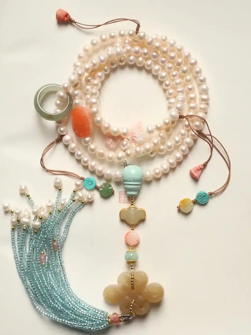 原创国风珍珠手作手链毛衣链 珠光宝气78气质温柔 古风少女心珍