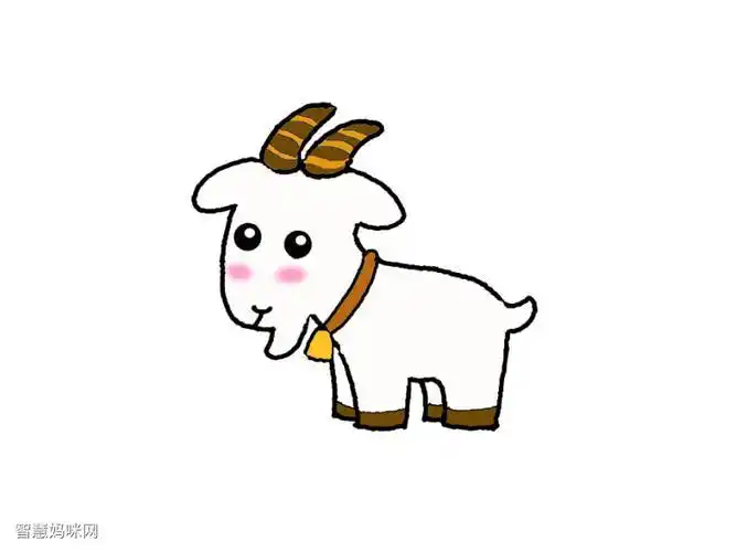 卡通山羊简笔画彩色