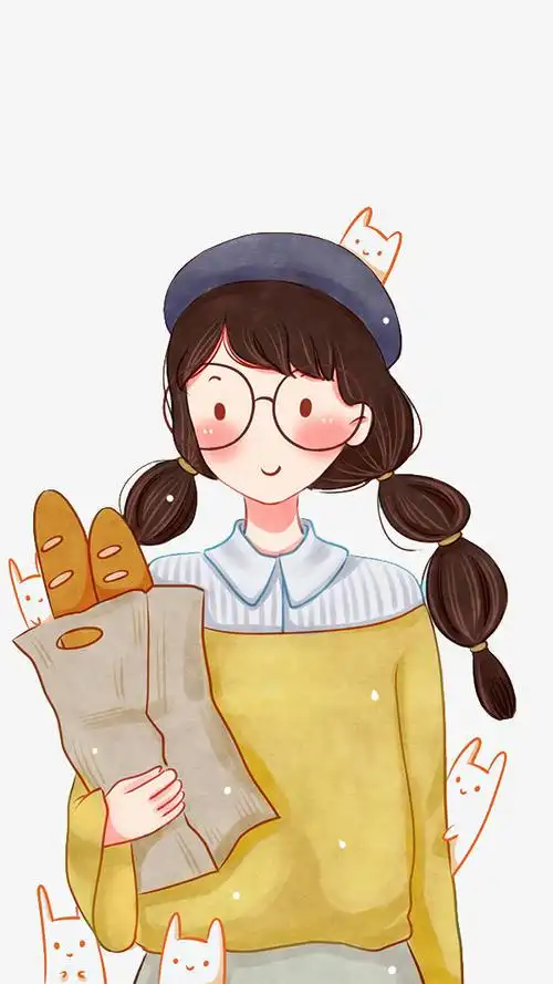 吃面包手绘少女简笔画 简笔画图片大全-蒲城教育文学网