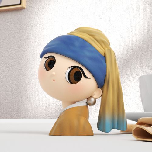 原创版权q版戴珍珠耳环的少女香薰石膏硅胶模具车载装饰冰箱贴