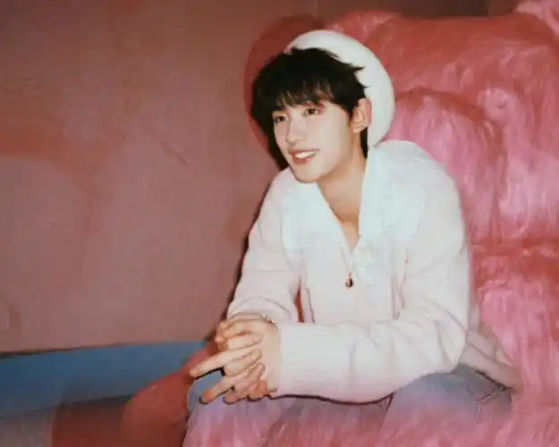 丁程鑫晒粉色毛衣随拍