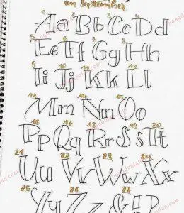 手写英文26个字母大小写花体字图片素材