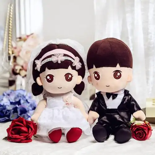 婚纱西服压床娃娃一对结婚高档情侣公仔毛绒玩具金童玉女新婚礼物
