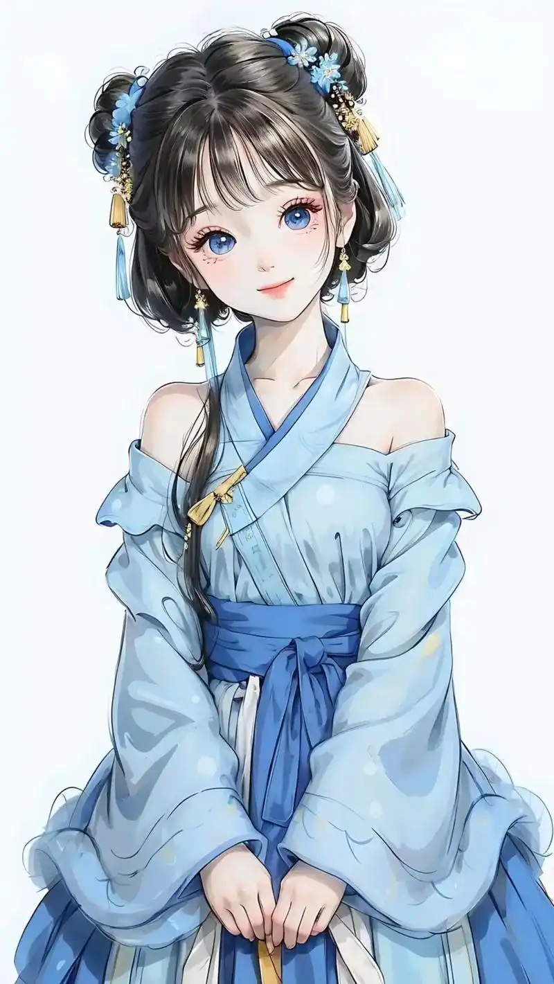 漫画女孩 #高清图片 #好看的背景图 蓝色系 - 抖音