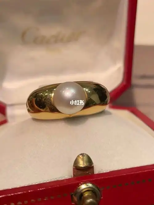 温润如玉卡地亚养殖珍珠戒指原盒