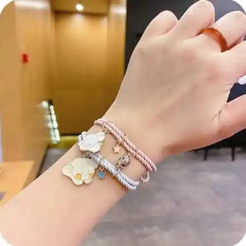 磁铁相吸手链二人情侣闺蜜款手绳小皮筋学生简约女生一对女吸铁石