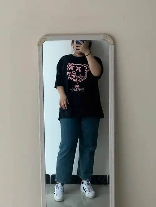 身高158斤体重155斤百搭复古直筒牛仔裤