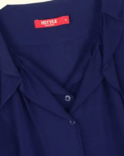 藏蓝色五分袖衬衫