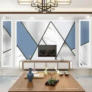 电视背景墙布现代简约3d装饰画客厅几何图形5d立体贴纸画墙纸自粘