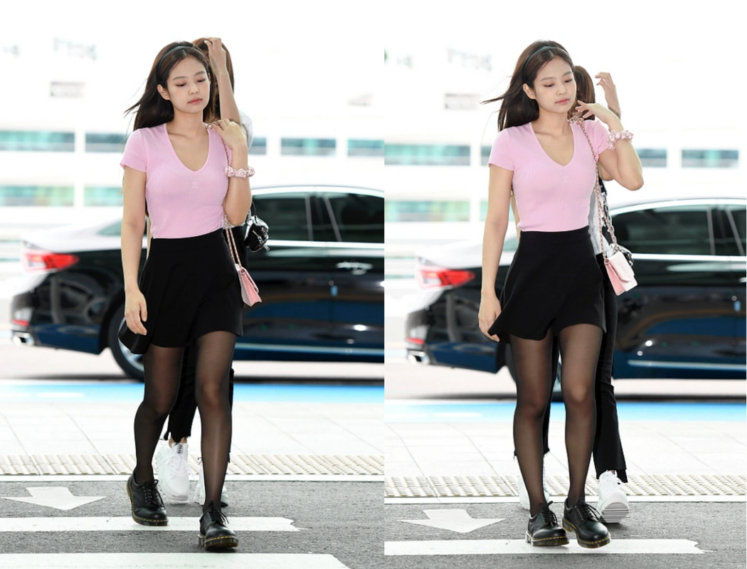 jennie这t恤太短了看着和背心差不多可穿着造型感十足很个性