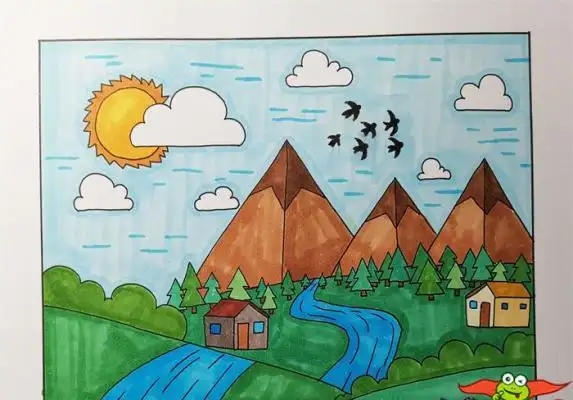 一幅春天简单漂亮的画,春天怎么画简单好看