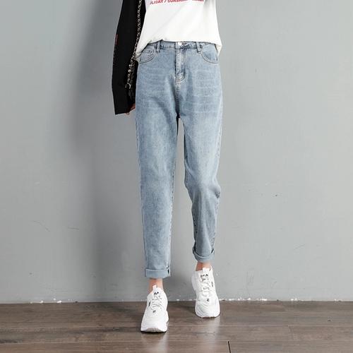 子高腰显瘦弹力萝卜裤女大码200斤女裤胖mm裤300牛仔裤秋季哈伦裤