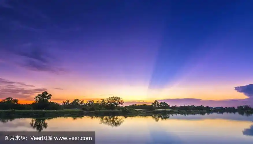 地平线,阳光光束,太阳,河流,越南