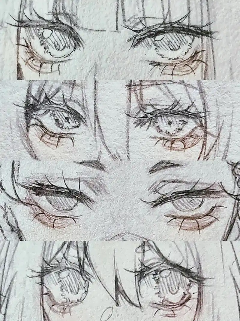 一些铅笔手绘眼睛合集.救命,我才发现我太爱画右侧脸了#绘画  - 抖音